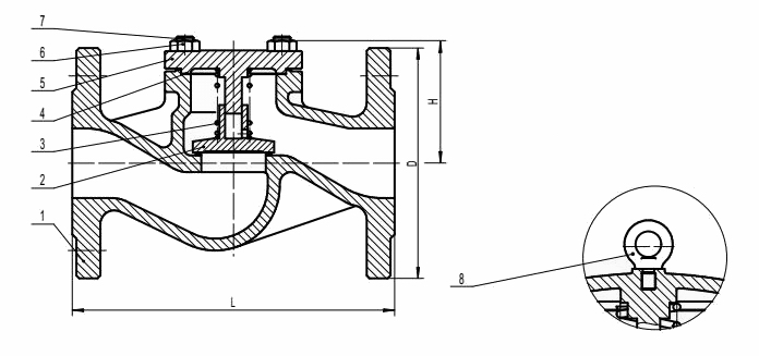 进口法兰止回阀结构图